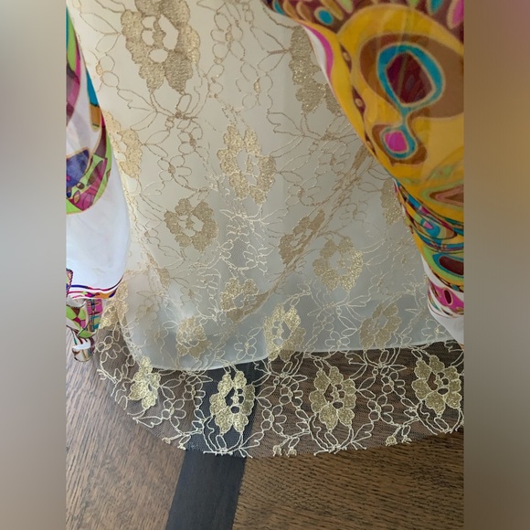 Vintage 90’S Y2K DIANE FREIS Silk Long Sparkle Bright Boho Strapless Gown Size 6 - Picture 15 of 16